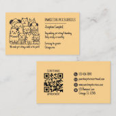 Schattigee Pet Sitter Yellow Cat Dog QR-code Visitekaartje (Voorkant / Achterkant)