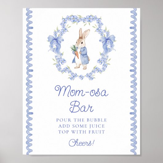Schattigee Peter Rabbit Baby shower Mom-osa Bar Poster (Voorkant)