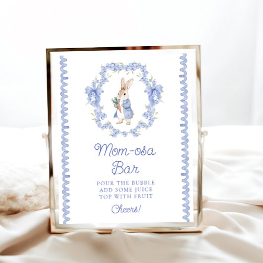 Schattigee Peter Rabbit Baby shower Mom-osa Bar Poster