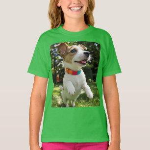 Schattigee Petit Chien met kleurrijke kraag Kinder T-shirt