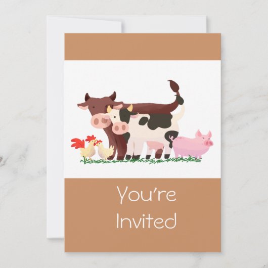 Schattigee Petting Zoo Boerderij Animal Birthday P Kaart (Voorkant)