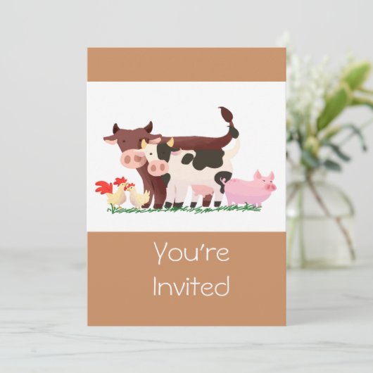 Schattigee Petting Zoo Boerderij Animal Birthday P Kaart (Staand voorkant)