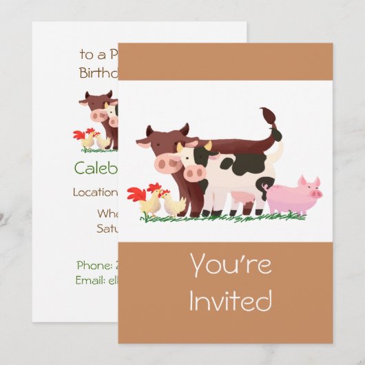 Schattigee Petting Zoo Boerderij Animal Birthday P Kaart (Voorkant / Achterkant)