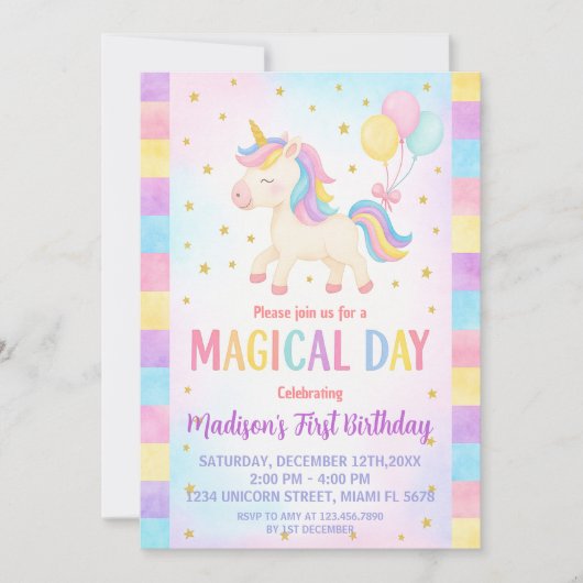 Schattigee peuter eenhoorn verjaardagsuitnodiging kaart (Voorkant)