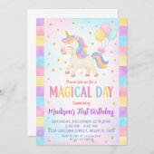 Schattigee peuter eenhoorn verjaardagsuitnodiging kaart (Voorkant / Achterkant)