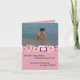 Schattigee peuter op het strand verjaardag Wenskaa Kaart
