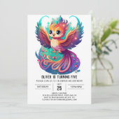 Schattigee Phoenix Waterverf Verjaardagsuitnodigin Kaart (Staand voorkant)