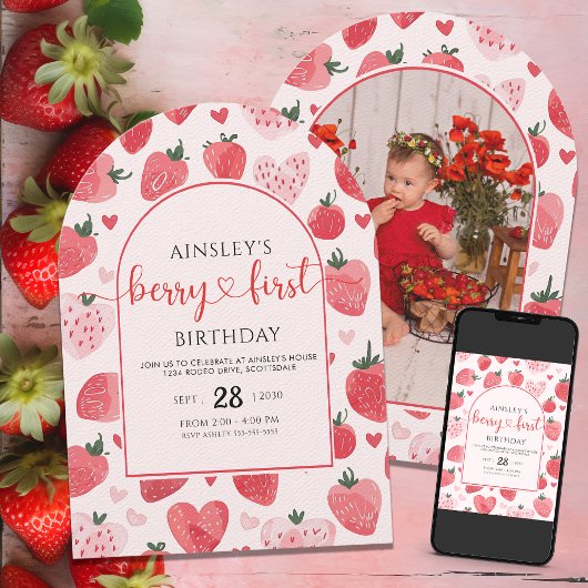 Schattigee Photo Berry Eerste Verjaardag 1e Verjaa Kaart