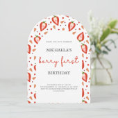 Schattigee Photo Berry Eerste Verjaardag Arch Kaart (Staand voorkant)