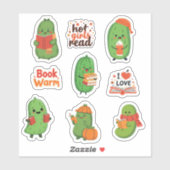 Schattigee Pickle Book Lover Stickers Funny Cozy H (Vel)