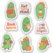 Schattigee Pickle Book Lover Stickers Funny Cozy H (Voorkant)