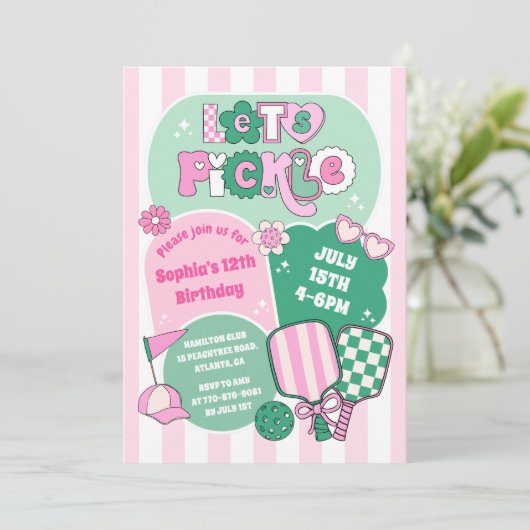 Schattigee Pickleball Girls Verjaardag Kaart (Staand voorkant)