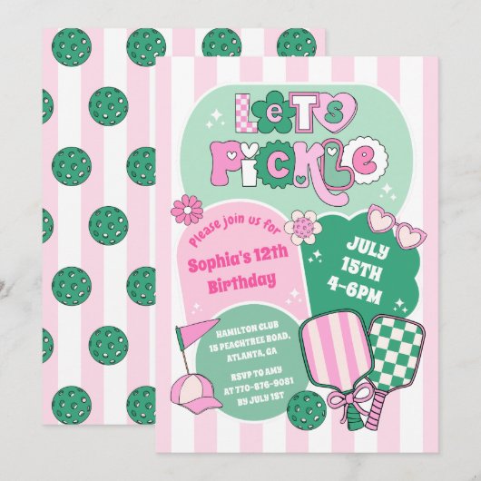 Schattigee Pickleball Girls Verjaardag Kaart (Voorkant / Achterkant)