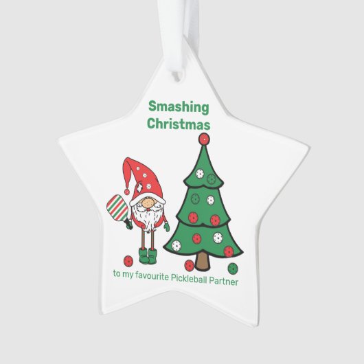 Schattigee Pickleball Merry Christmas Ornament (voorkant)