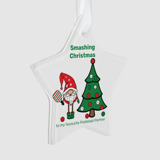 Schattigee Pickleball Merry Christmas Ornament (voorkant)