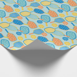 Schattigee Pickleball Paddles op lichtblauw Cadeaupapier