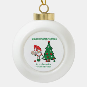 Schattigee pickleball vrolijk kerstfeest keramische bal ornament