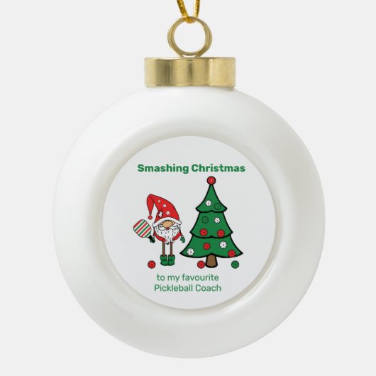 Schattigee pickleball vrolijk kerstfeest keramische bal ornament (Voorkant)