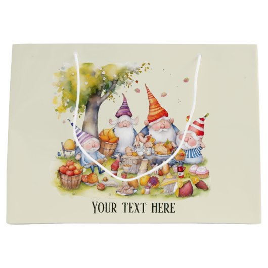 Schattigee picknick gnomen bericht toevoegen groot cadeauzakje (Voorkant)