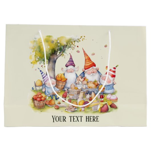 Schattigee picknick gnomen bericht toevoegen groot cadeauzakje (Achterkant)