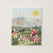 Schattigee picknick verjaardag Kinder meisje parti Legpuzzel (Verticaal)