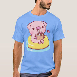 Schattigee Piggy G op zwembad Float en Drink kokos T-shirt