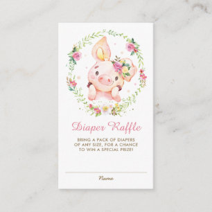 Schattigee Piggy Pink Floral Baby shower Luier Raf Informatiekaartje