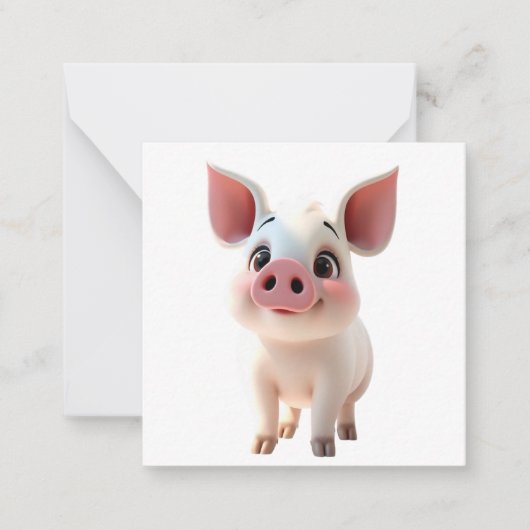 Schattigee Piglet Note-Kaart Notitiekaartje (Voorkant)
