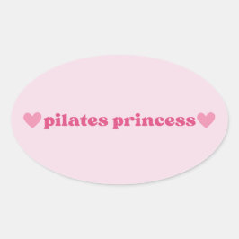 Schattigee Pilates Princess Pink Heart Design Ovale Sticker