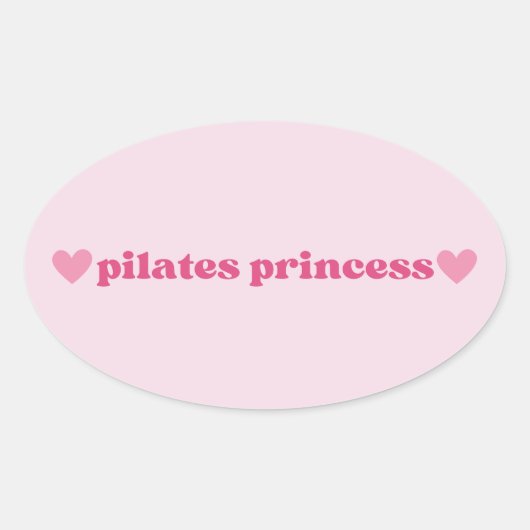 Schattigee Pilates Princess Pink Heart Design Ovale Sticker (Voorkant)