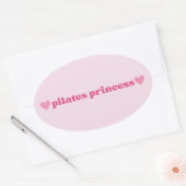 Schattigee Pilates Princess Pink Heart Design Ovale Sticker (Envelop)
