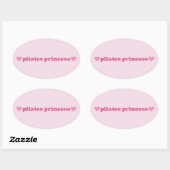 Schattigee Pilates Princess Pink Heart Design Ovale Sticker (Vel)