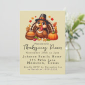 Schattigee Pilgrim Turkije Thanksgiving Diner Kaart (Staand voorkant)