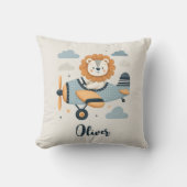 Schattigee piloot leeuw op charmant vliegtuig kussen (Voorkant)