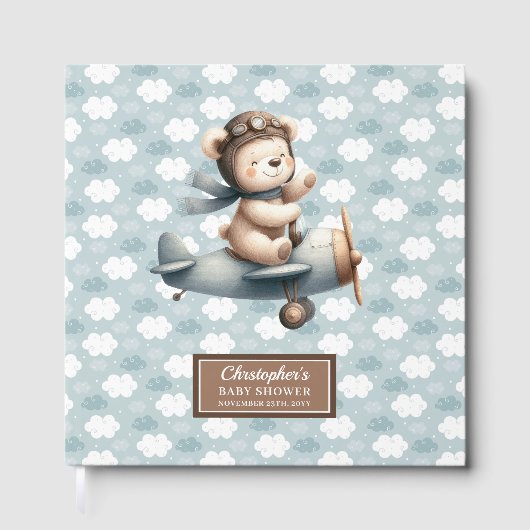 Schattigee piloot Teddy Bear gastenboek Baby showe (Voorkant)