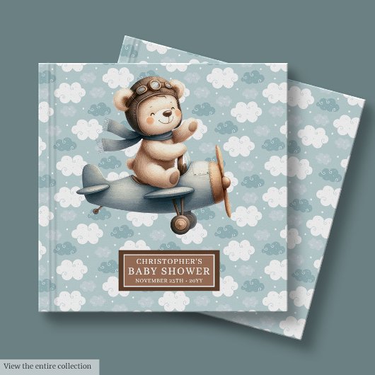 Schattigee piloot Teddy Bear gastenboek Baby showe