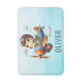 Schattigee piloot Trex Dinosaurus Vliegen een blau Badmat (Voorkant Verticaal)