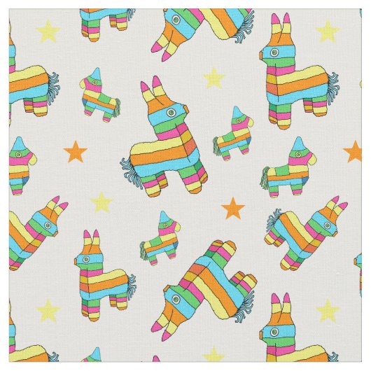 Schattigee Pinata Ezels op Wit Kinder Stof (Close Up)