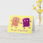 Schattigee pindakaas en gelei Valentijn cartoon Kaart (Gele Bloem)