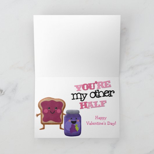 Schattigee pindakaas en gelei Valentijn Feestdagen Kaart (Binnen)