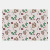 Schattigee Pine Cone & Holly Berry Kerst Inpakpapier Vel (Voorkant 2)