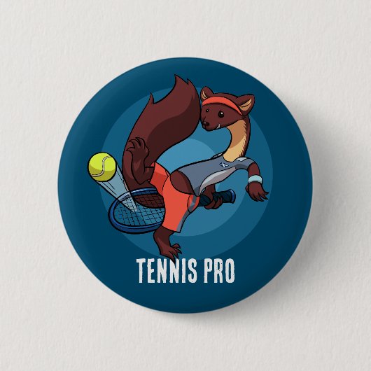 Schattigee Pine Marten Tennis Pro Trick Shot Carto Ronde Button 5,7 Cm (Voorkant)