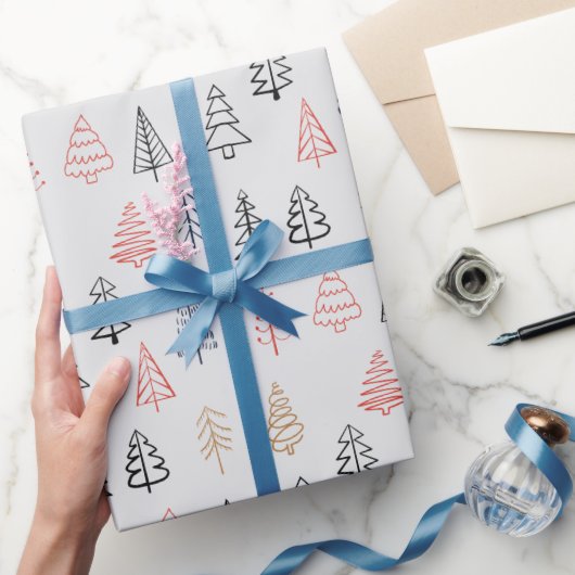 Schattigee Pine Tree Pattern Christmas Cadeaupapier (Geschenken)