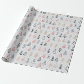Schattigee Pine Tree Pattern Christmas Cadeaupapier (Uitgerold)
