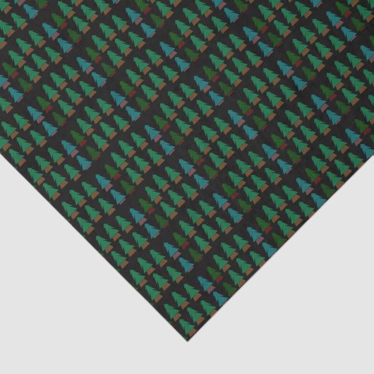 Schattigee Pine Tree Plane Kerstboom Patroon Tissuepapier (Detail)