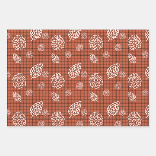 Schattigee Pinecone Christmas Craft Snowflake rood Inpakpapier Vel (Voorkant 2)