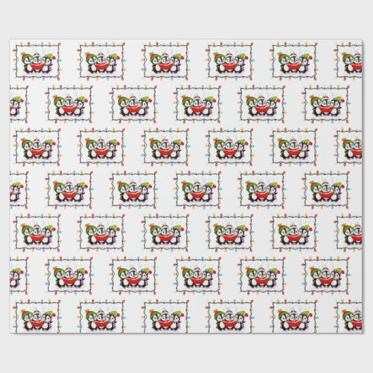 "Schattigee Pingouin" Kerstthema Cadeaupapier (Vlak)