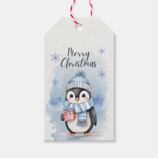 Schattigee pinguïn 2 cadeaulabel (Voorkant)