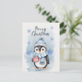 Schattigee pinguïn 2 feestdagenkaart (Staand voorkant)