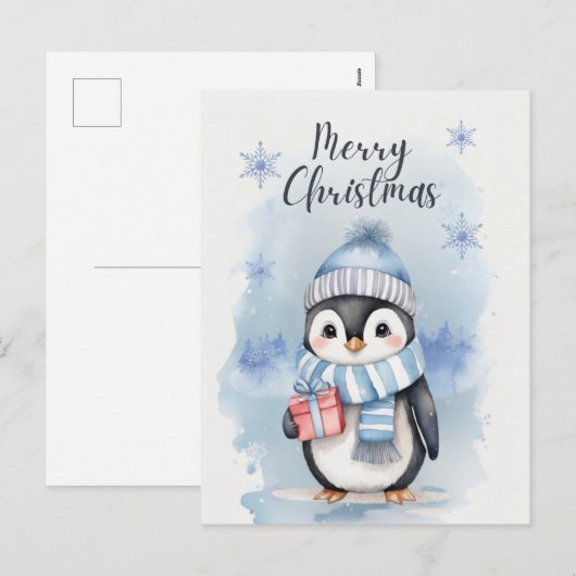 Schattigee pinguïn 2 feestdagenkaart (Voorkant / Achterkant)